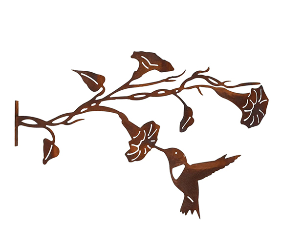 Steel Garden Art - Hummingbird on Morning Glory